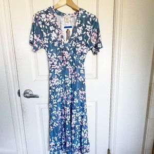 NEW Matty M Faux Wrap Floral Knit Dress NWT L 12 14 Stretchy